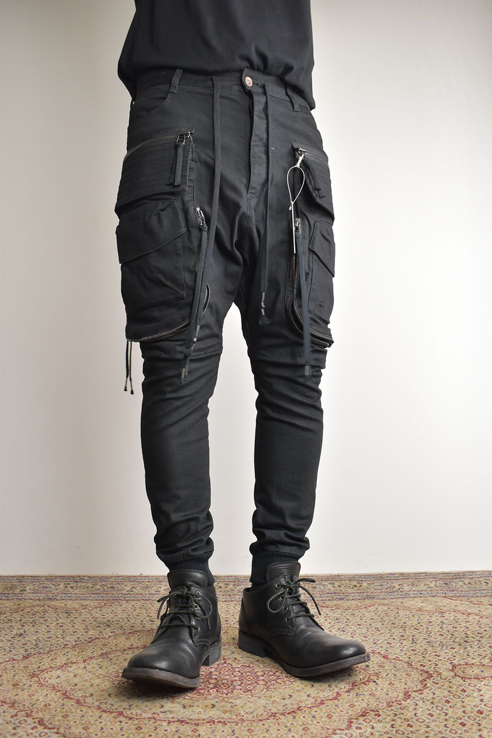 Stretch Denim Multi Pocket Cargo Jog Pants"Black" / ストレッチデニムマルチポケットカーゴジョグパンツ"ブラック"