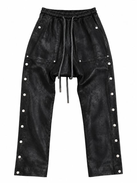 《2027SS先行予約》Coating Side Snap Sarrouel Flare Pants"Black / Ivory" / コーティングサイドスナップサルエルフレアパンツ "ブラック / アイボリー"
