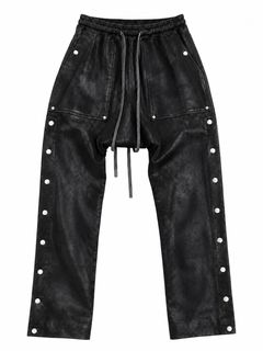 《2027SS先行予約》Coating Side Snap Sarrouel Flare Pants"Black / Ivory" / コーティングサイドスナップサルエルフレアパンツ "ブラック / アイボリー"