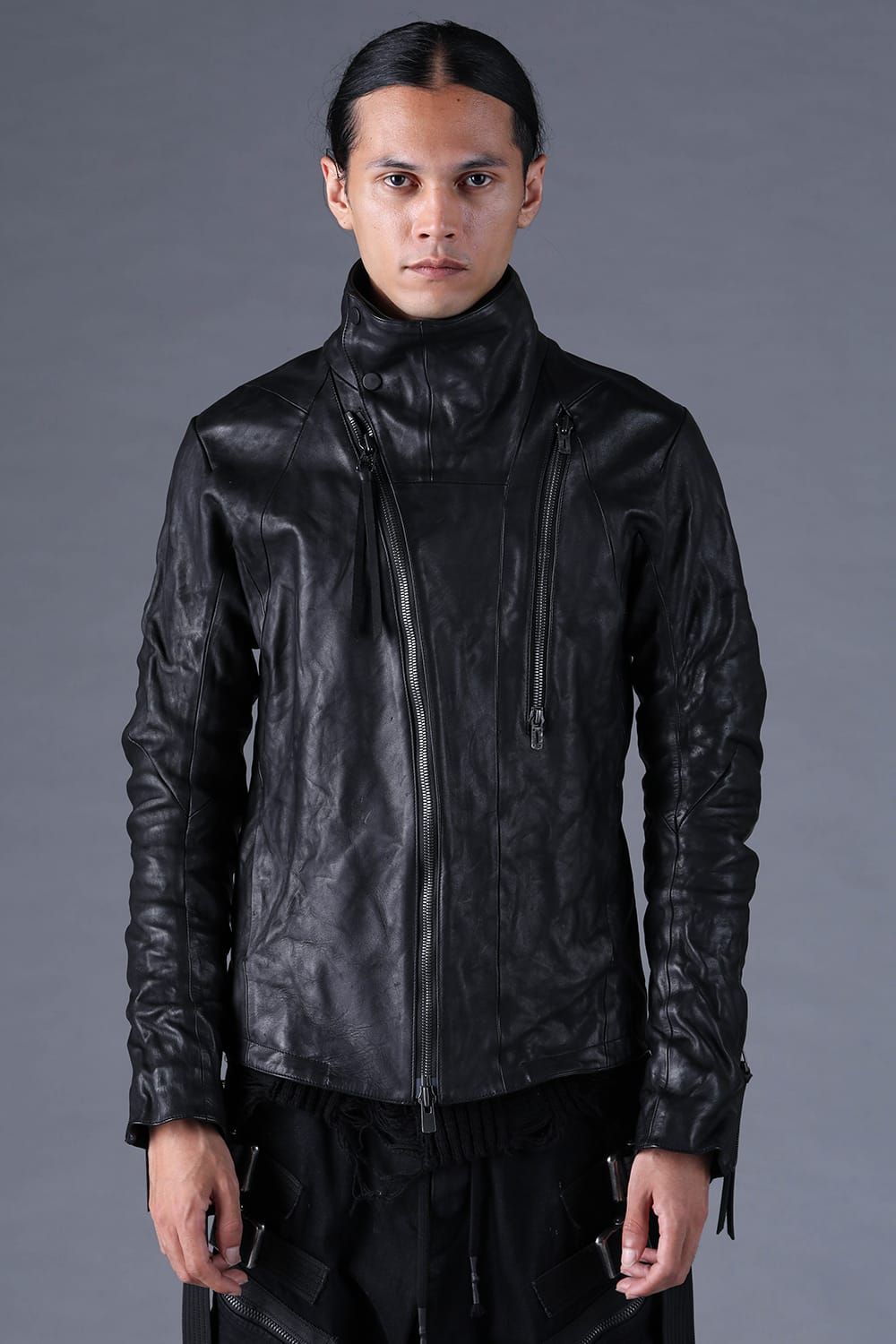《2027SS先行予約分》Horse Leather High-Neck Jacket"Black" / ホースレザーハイネックジャケット"ブラック"