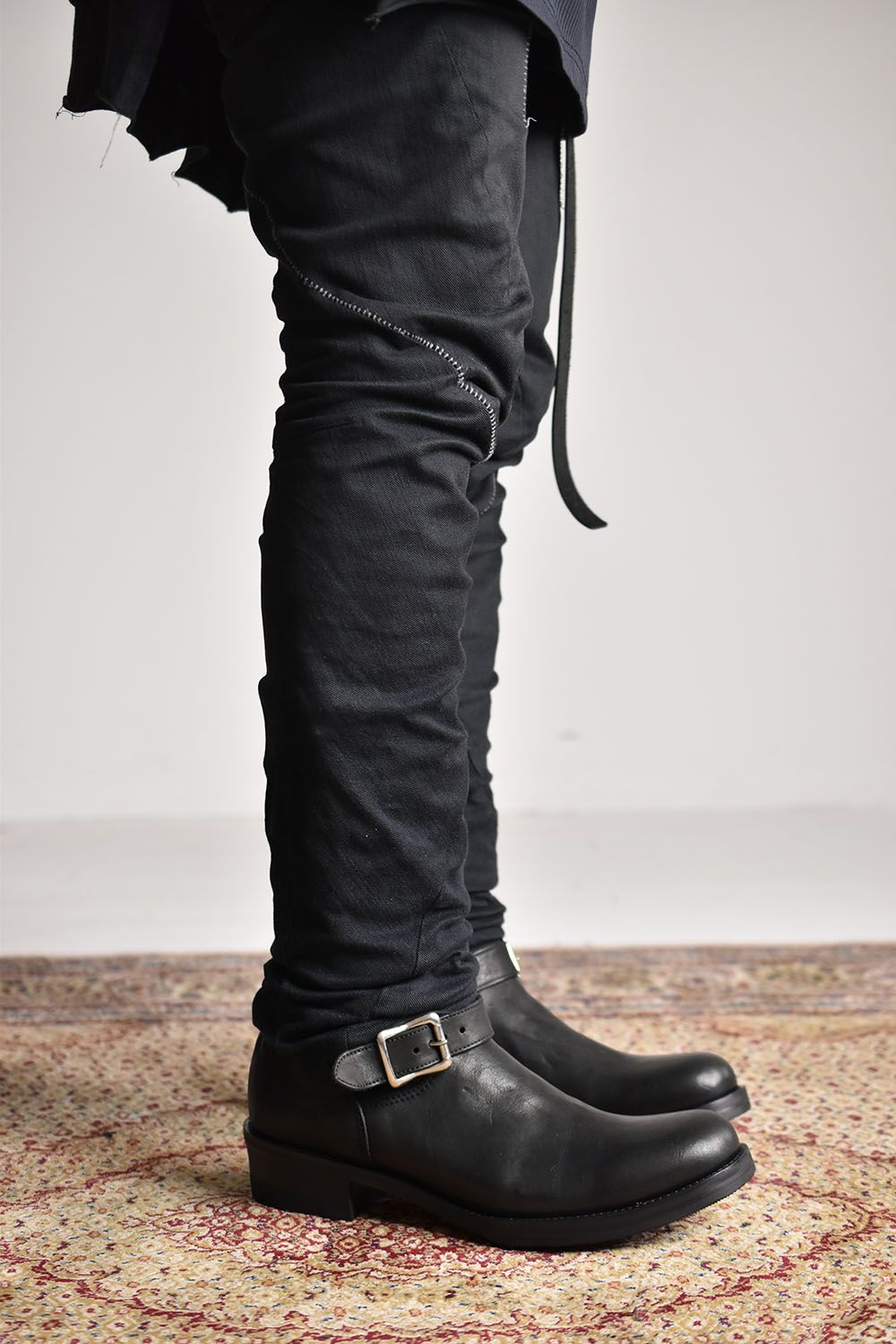 Japan Shoulder Garment Dye Engineer Boots"Black"/ジャパンショルダー製品染サイドジップエンジニアブーツ"ブラック"