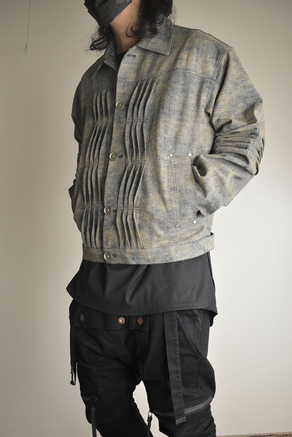 Blended Shades Denim Pin Tuck Blouson "Steel Blue" / ブレンデッドシェイドデニムピンタックブルゾン"スティールブルー"