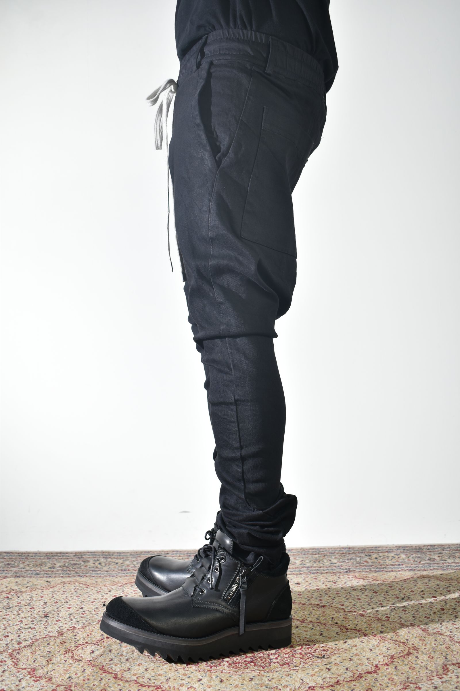 《2027SS先行予約》Stretch denim Sarouel skinny"Black" / ストレッチデニムサルエルスキニー"ブラック"