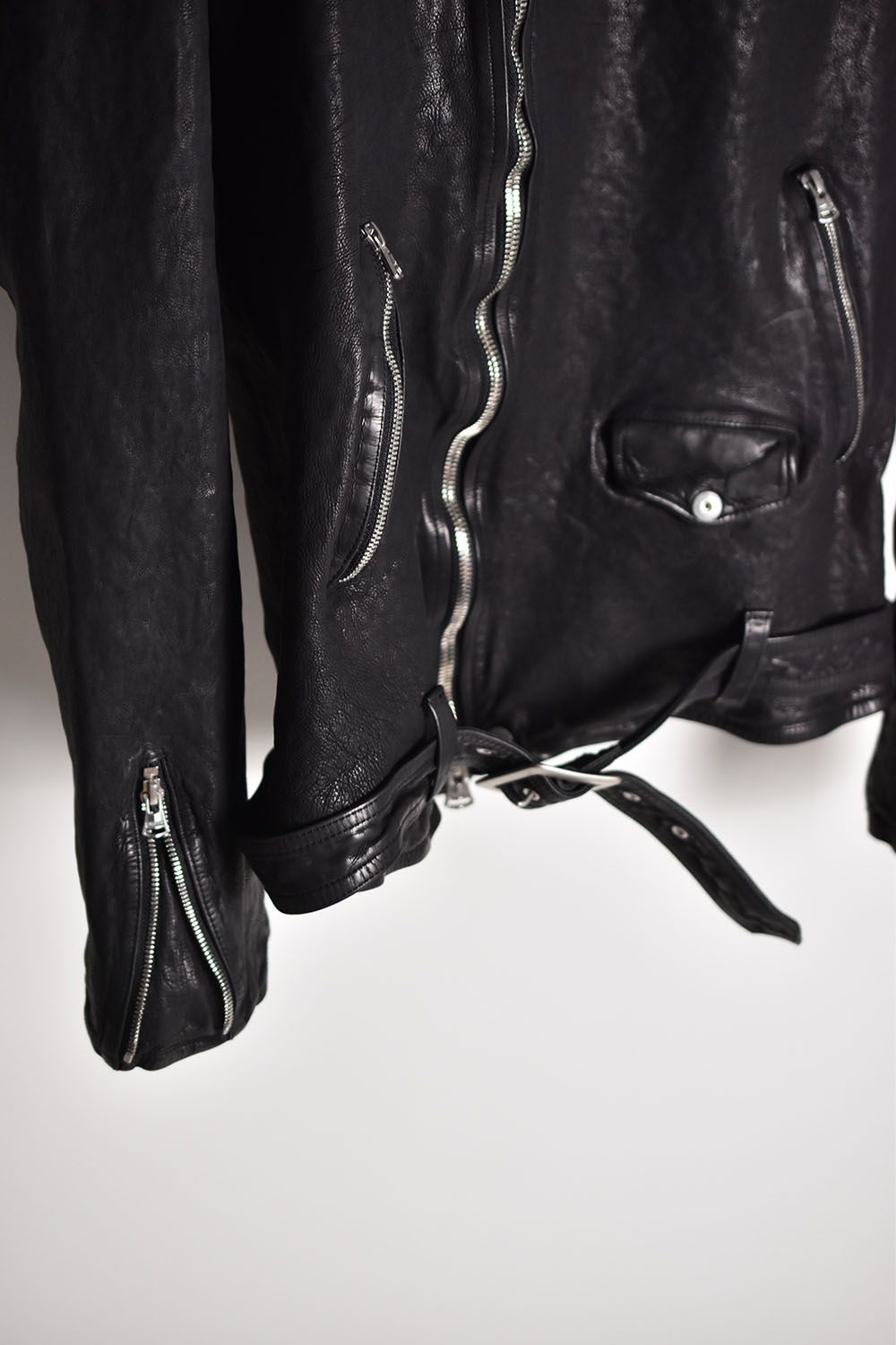 Japan Calf Garment Wash Hoodie Riders"Black"/ジャパンカーフ製品洗いフーディライダース"ブラック"