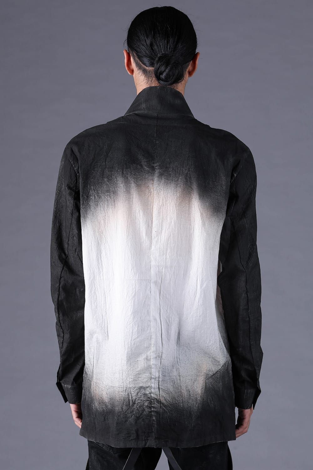 《2027SS先行予約分》Washer Loan Gradation Shawl-Collar Long Sleeve Shirt"Black" / ワッシャーローングラデーションショールカラーロングスリーブシャツ"ブラック"