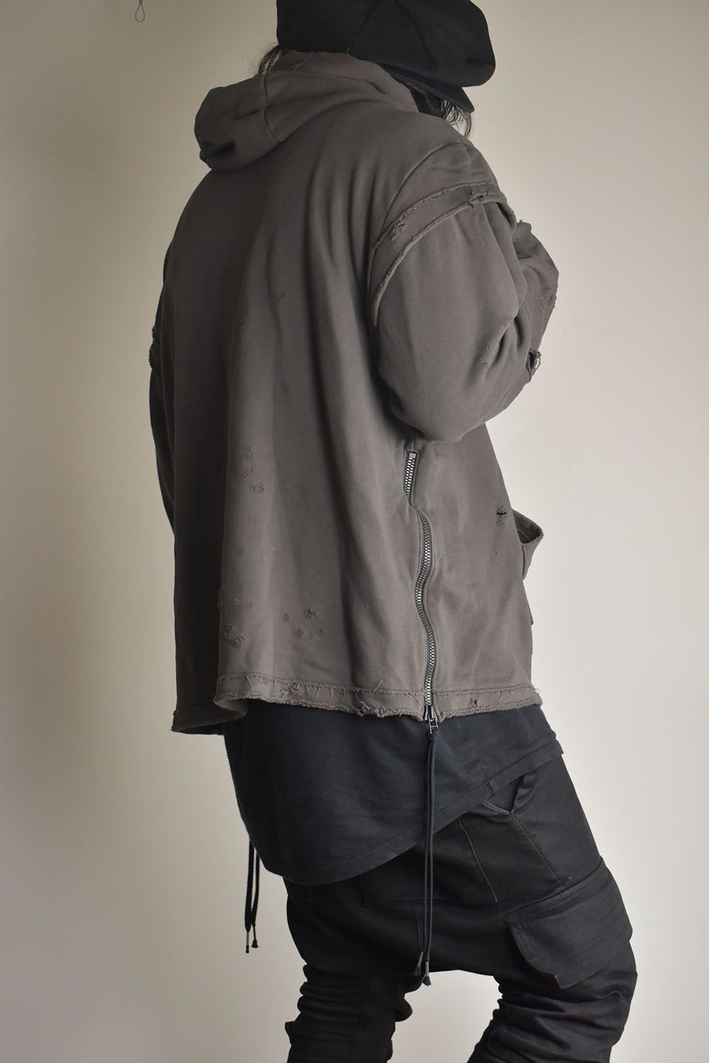 Untwisted Sweat Oversized Pullover Hoodie "Charcoal" / 無撚糸裏毛オーバーサイズプルオーバーフーディー"チャコール"