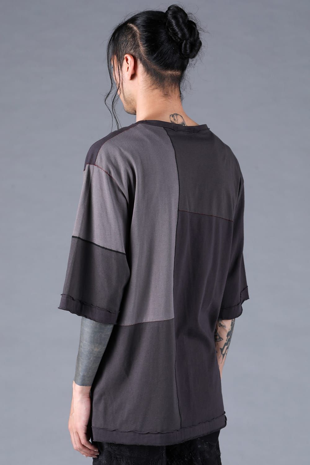 Multi Color Patchwork T-shirt"Charcoal" / マルチカラーパッチワークTシャツ"チャコール"