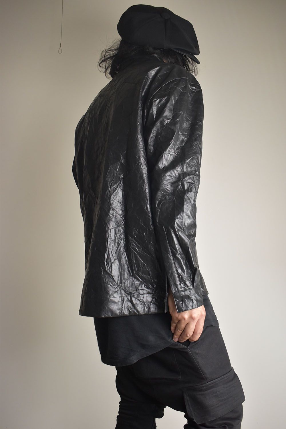 Washer Synthetic Leather Shirts"Black" / ワッシャーシンセティックレザーシャツ"ブラック"