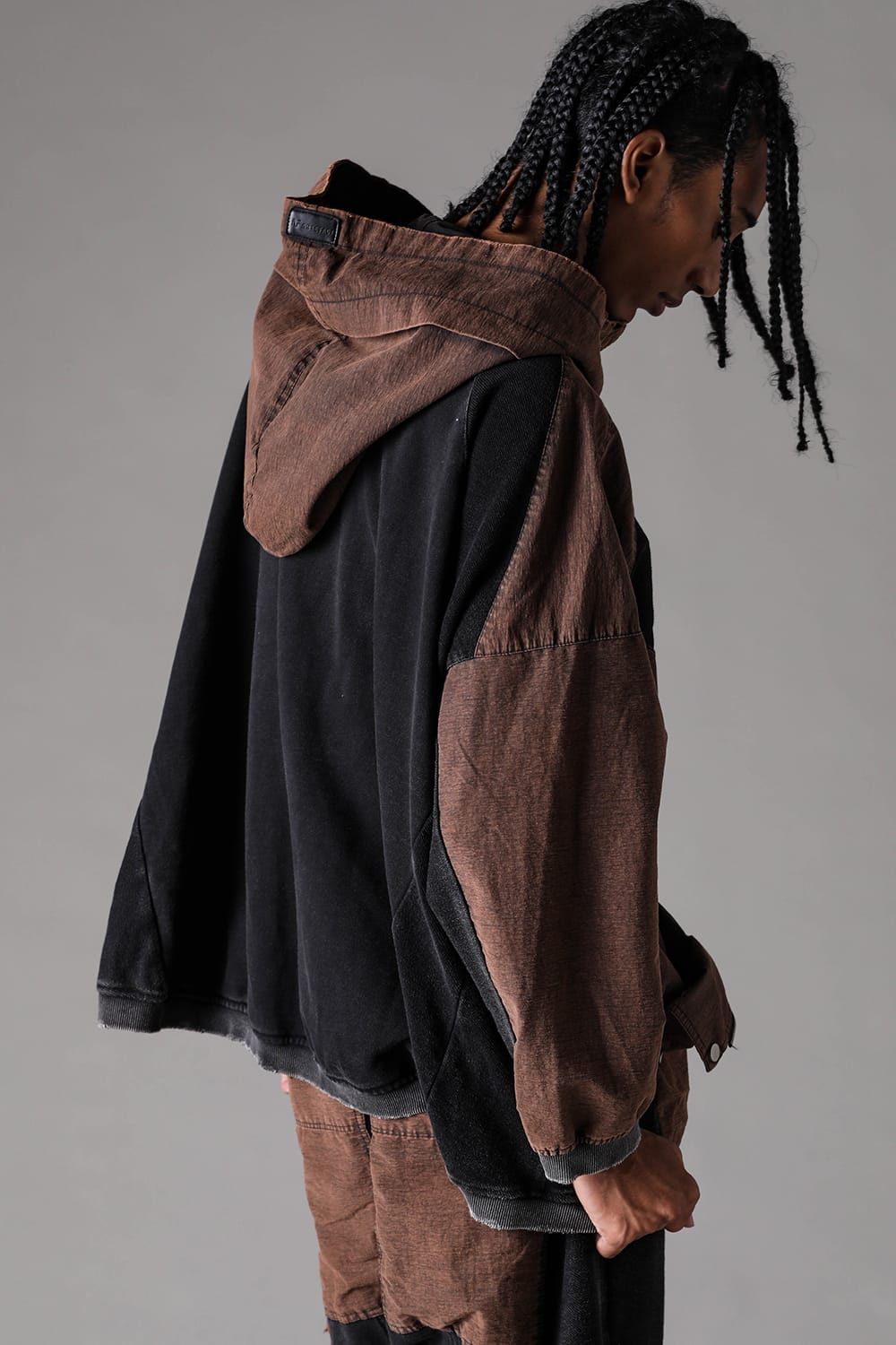 《2027SS先行予約》Vintage Hoodie Jumbo Blouson "Black × Brown / Grey × L.Grey / Ivory" / ヴィンテージフーディジャンボブルゾン"ブラック×ブラウン / グレー×ライトグレー / アイボリー"