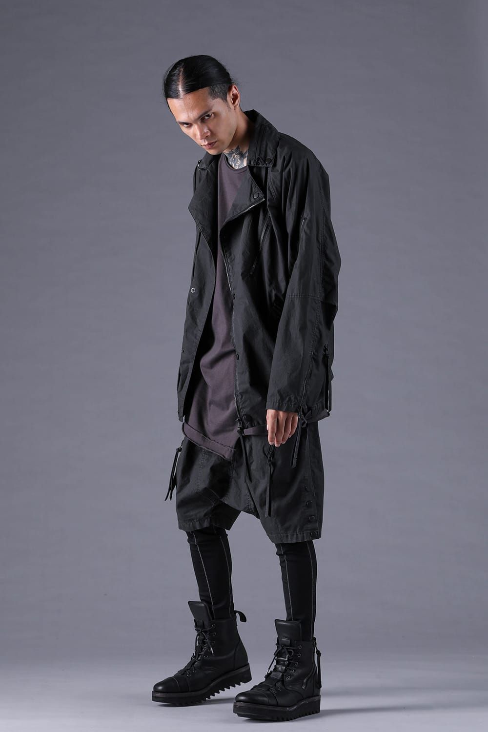 《2027SS先行予約分》Pigment-Coated Harem Shorts"Black" / 顔料コーティングサルエルショートパンツ"ブラック"