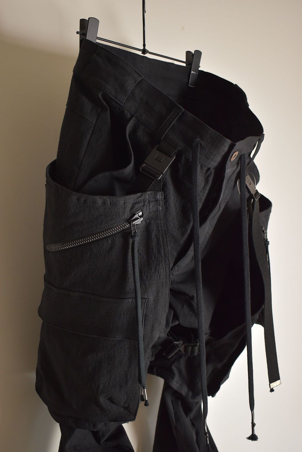 Ripstop Detachable Shorts Layered Cargo Jog Pants"Black" / リップストップデタッチャブルショーツレイヤードカーゴジョグパンツ"ブラック"