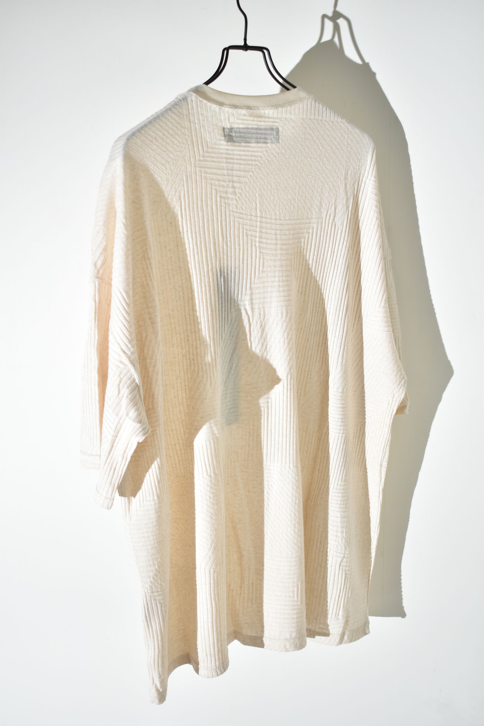 Deformed Stripe Pattern Jumbo Tee "Cream" /ディフォルメドストライプパターンジャンボTee"クリーム"