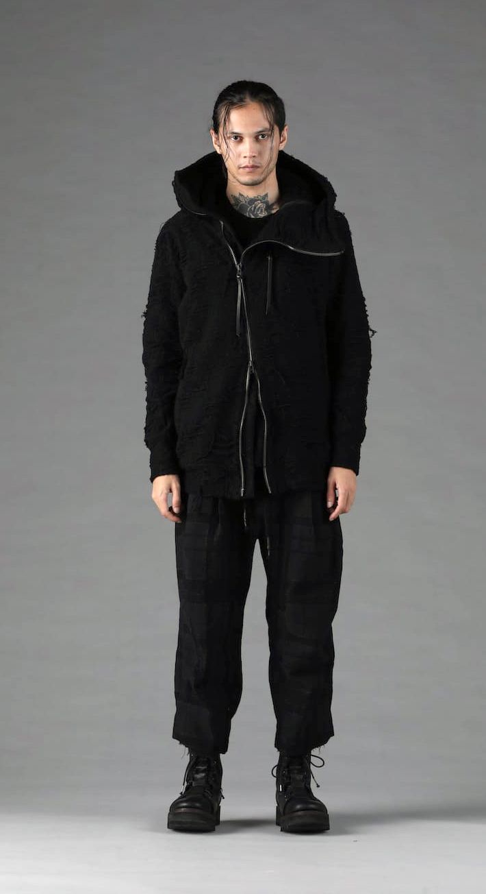 Damage Pile Zip-Up Hoodie"Black" / ダメージパイルジップアップフーディー"ブラック"