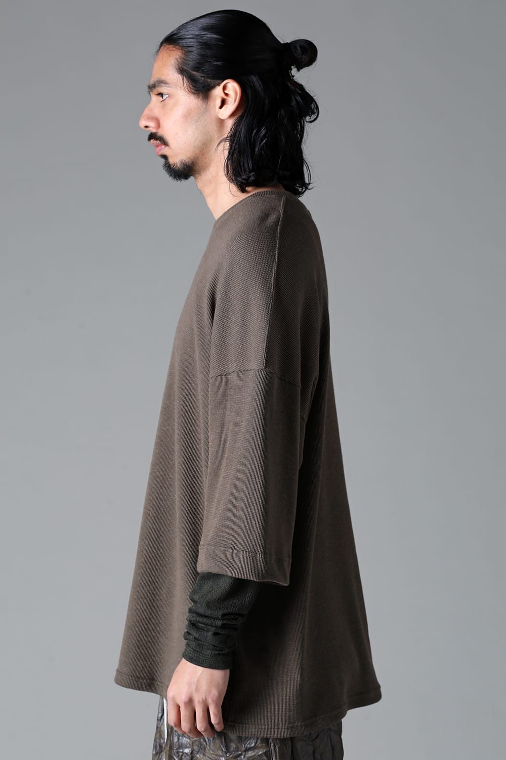 《2025AW先行予約》Layered Crew Neck Top"Black / Beige /Khaki /Grey /D.Grey" / レイヤードクルーネックトップ"ブラック/ベージュ/カーキ/グレー/ダークグレー"