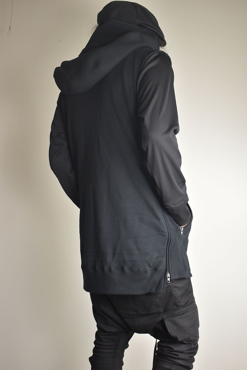Over Sized Sleeve Less Hoodei"Black" /オーバーサイズスリーブレスフーディ"ブラック"
