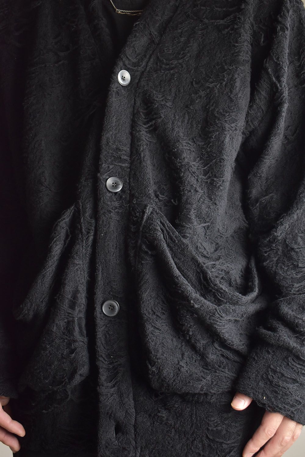Damage Pile Jumbo Cardigan"Black" / ダメージパイル ジャンボカーディガン"ブラック"