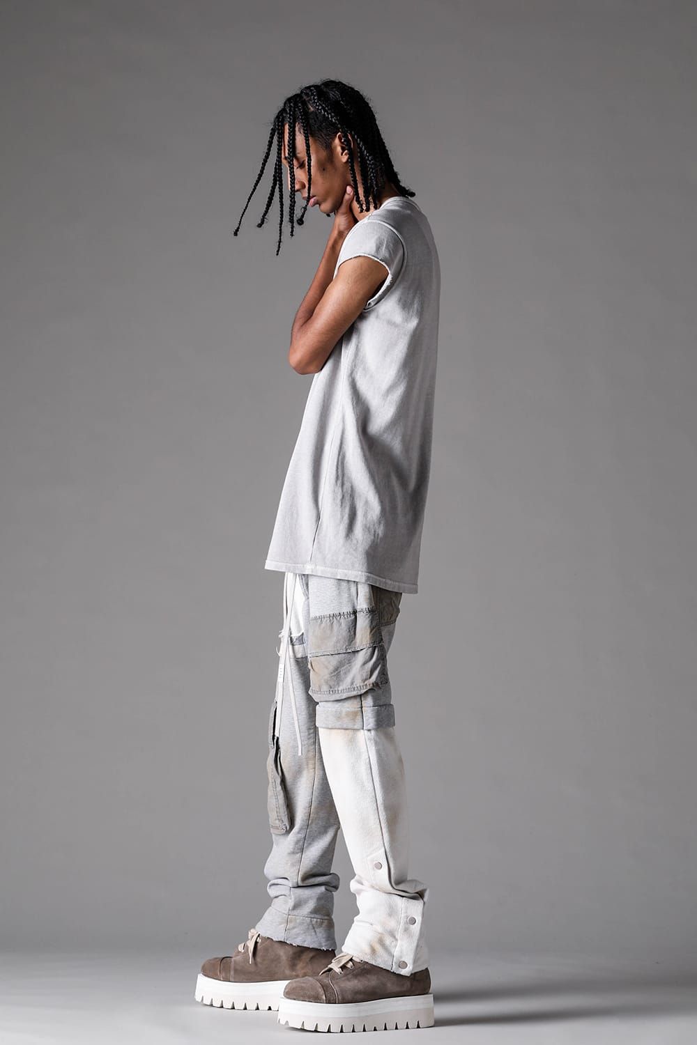 《2027SS先行予約》Vintage Cargo Flare Long Pants "Black × Brown / Grey × L.Grey / Ivory" / ヴィンテージカーゴフレアロングパンツ"ブラック×ブラウン / グレー×ライトグレー / アイボリー"