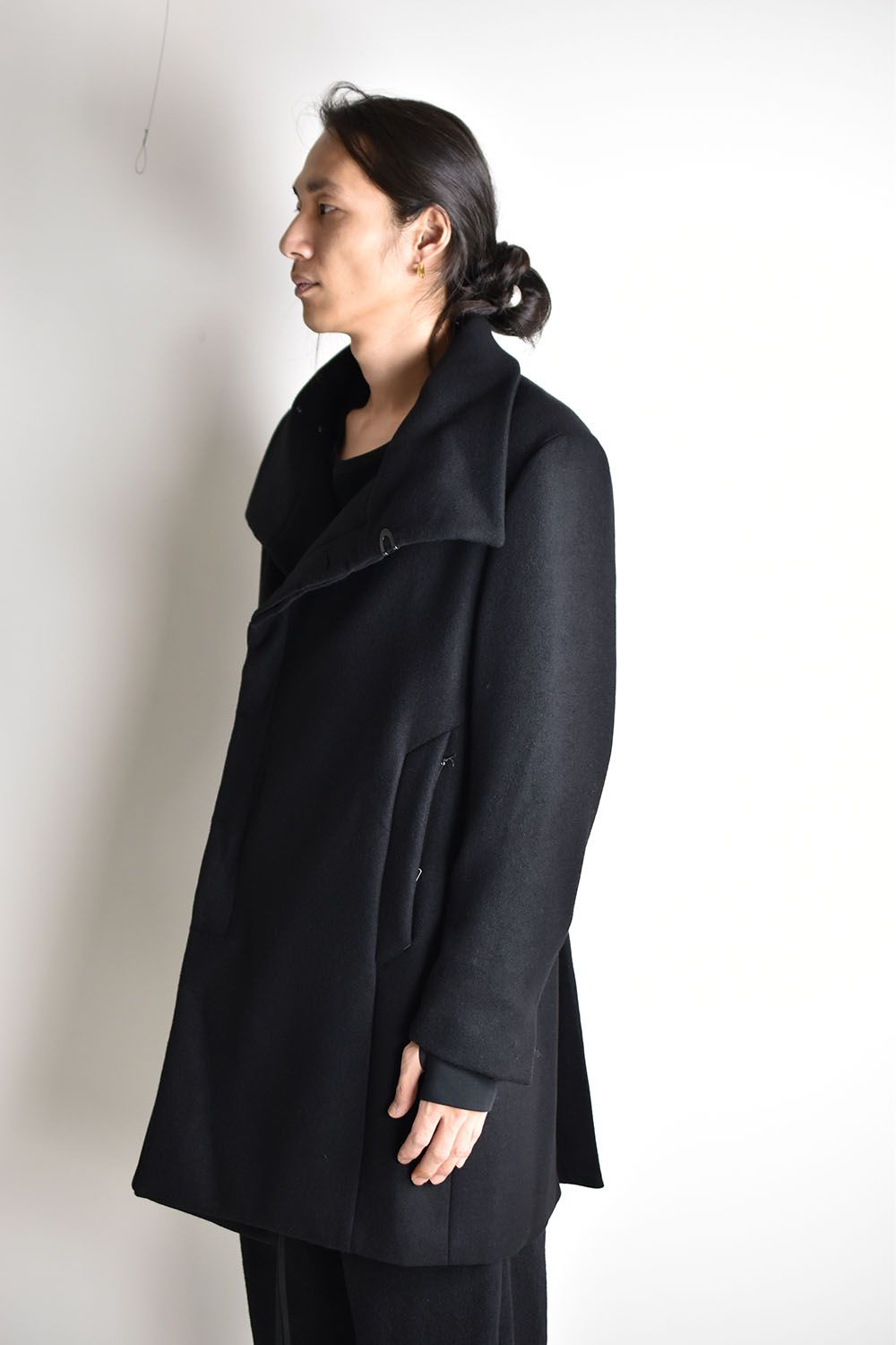 Melton High Neck Coat"Black"/メルトンハイネックコート"ブラック"