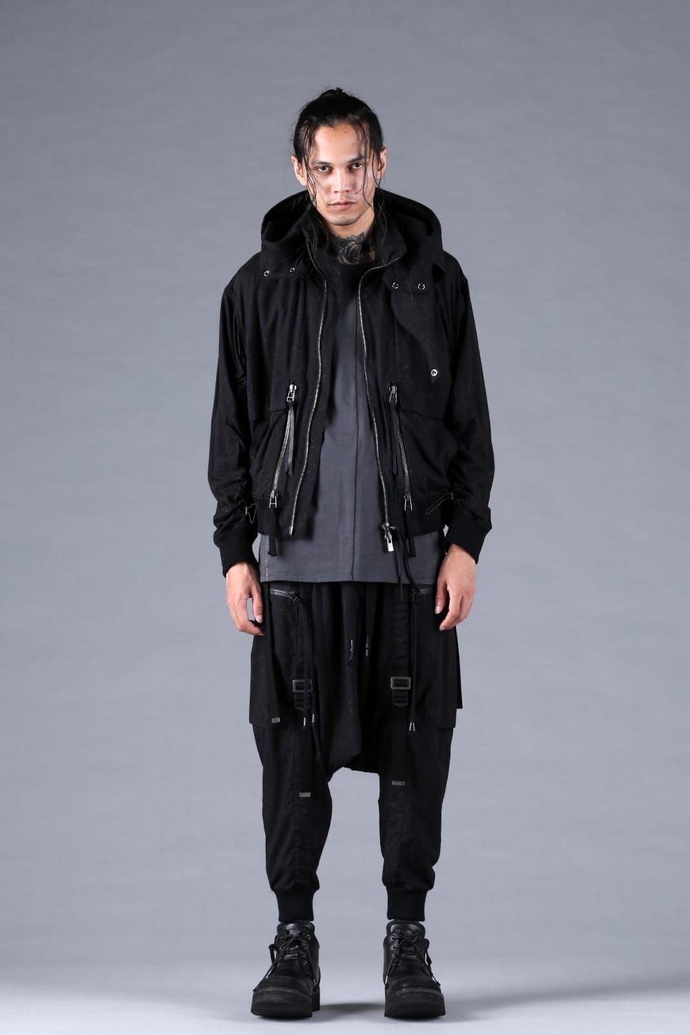 Catch Washer Bleach Belt Adjustable Sarouel Cargo Pants"Black" / キャッチワッシャーブリーチベルトアジャスタブルサルエルカーゴパンツ"ブラック"