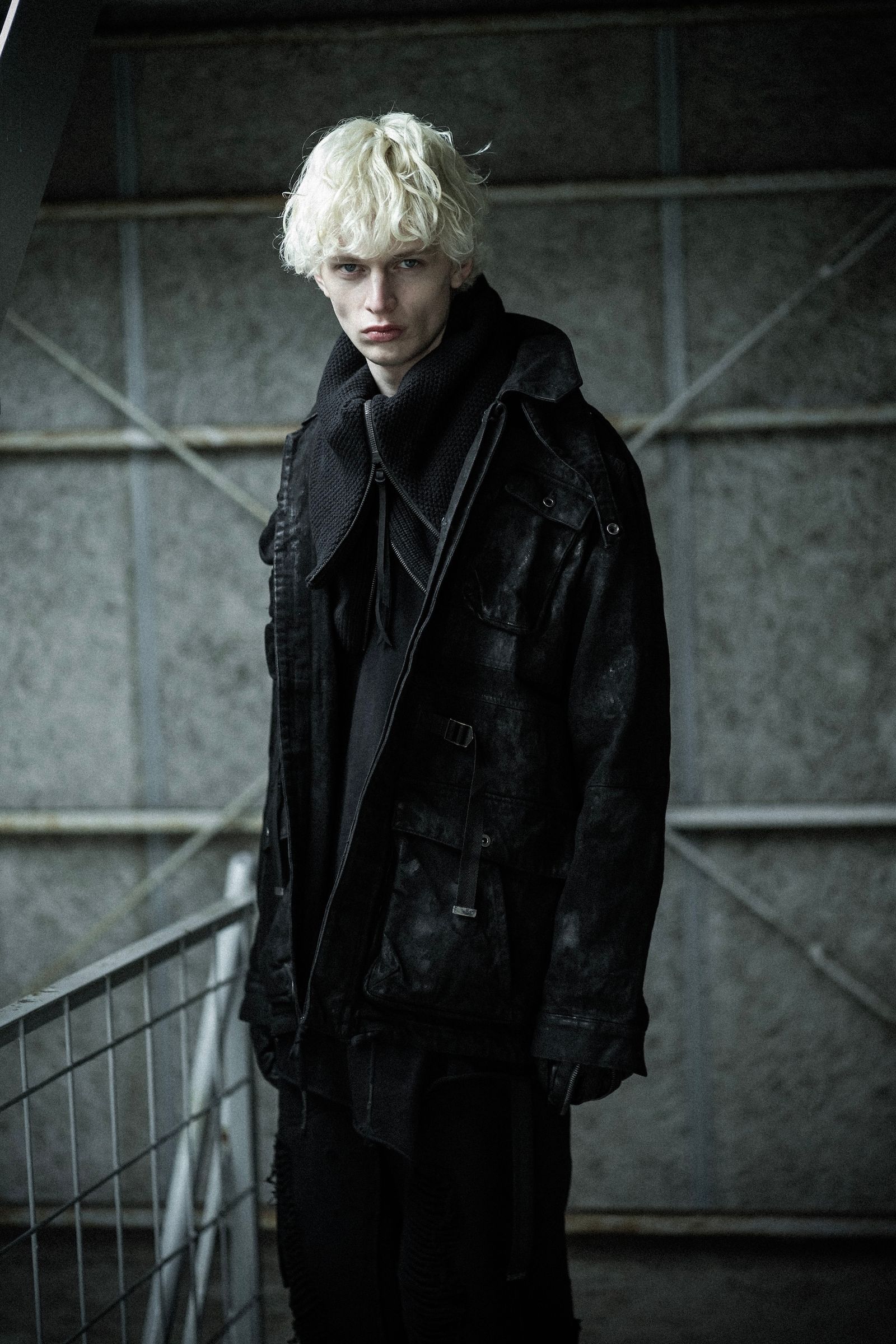 Untwisted Yarn Fleece Shotgun Wide Cropped Pants"Charcoal" / 無撚糸裏毛ショットガンワイドクロップドパンツ"チャコール"