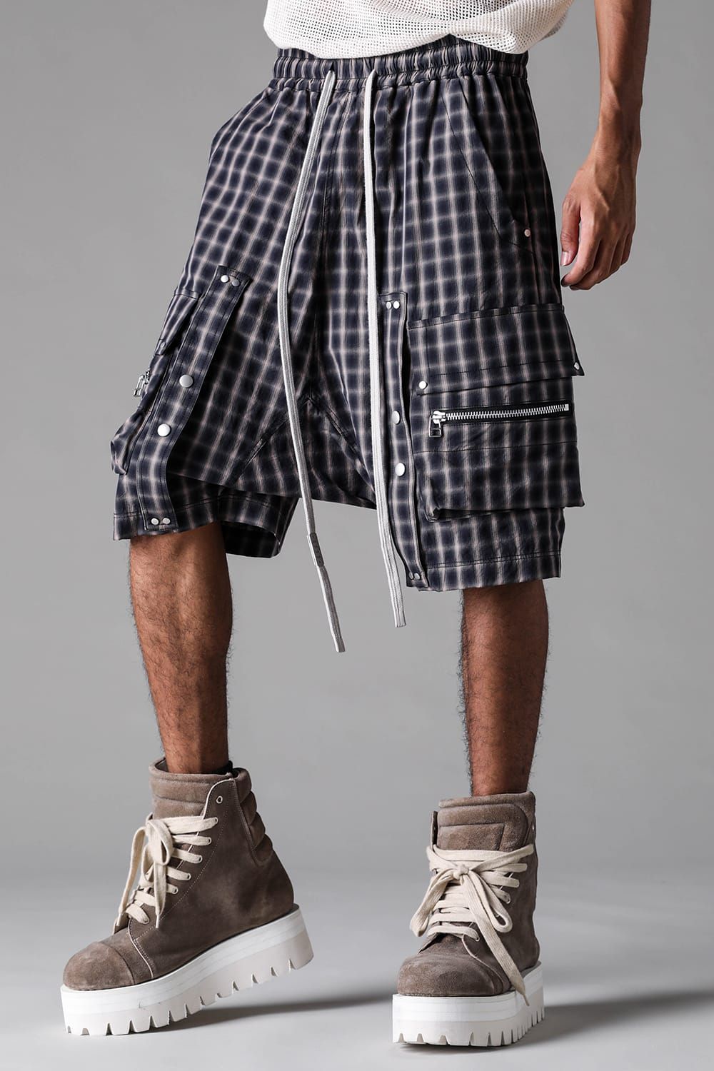 《2027SS先行予約》Plaid Cargo Shorts"Black Plaid / Brown Plaid" / プレイドカーゴショーツ"ブラックプレイド / ブラウンプレイド"