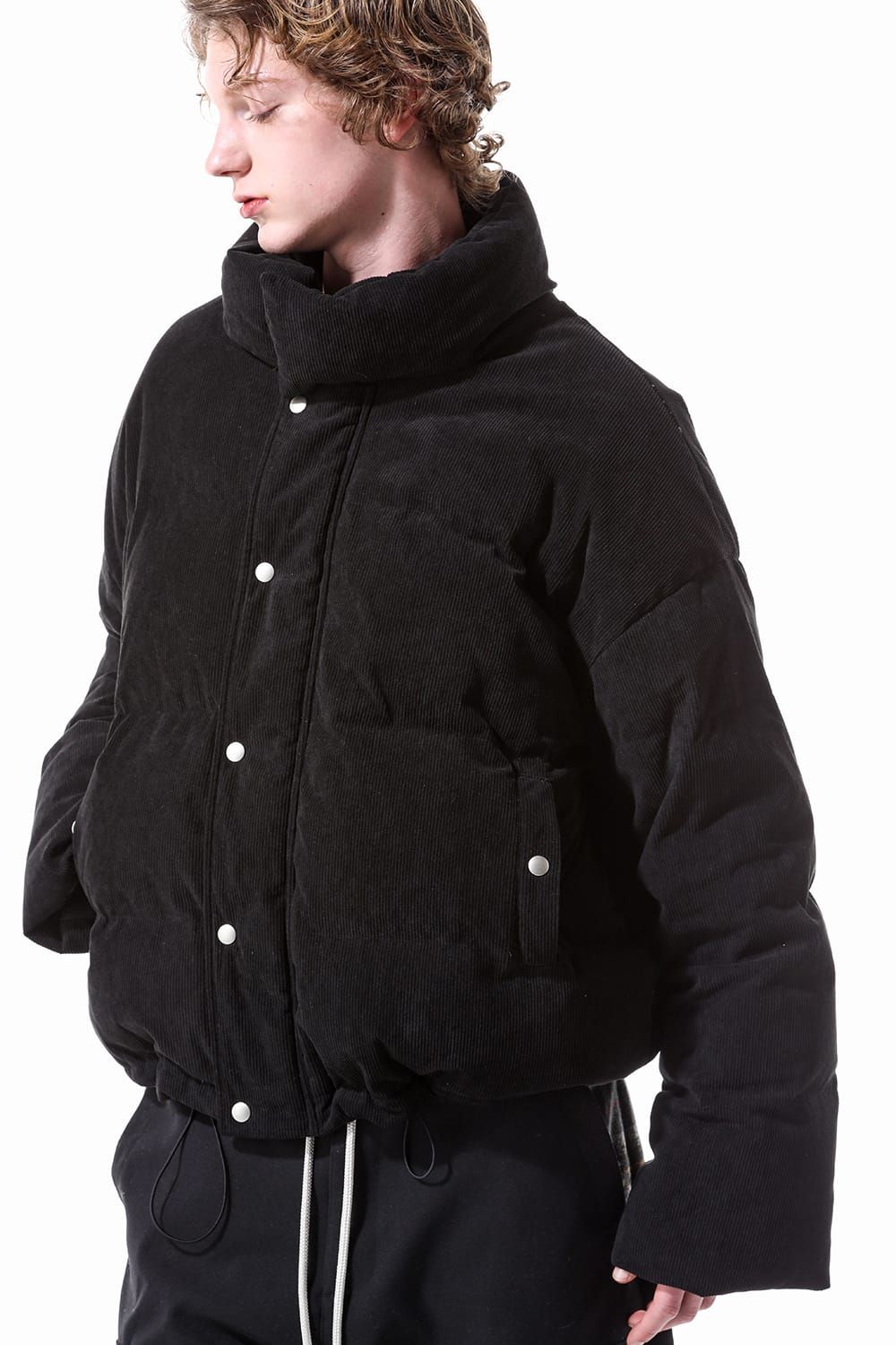 Corduroy High Neck Down jacket"Black/Brown"/コーデュロイハイネックダウンジャケット"ブラック/ブラウン"