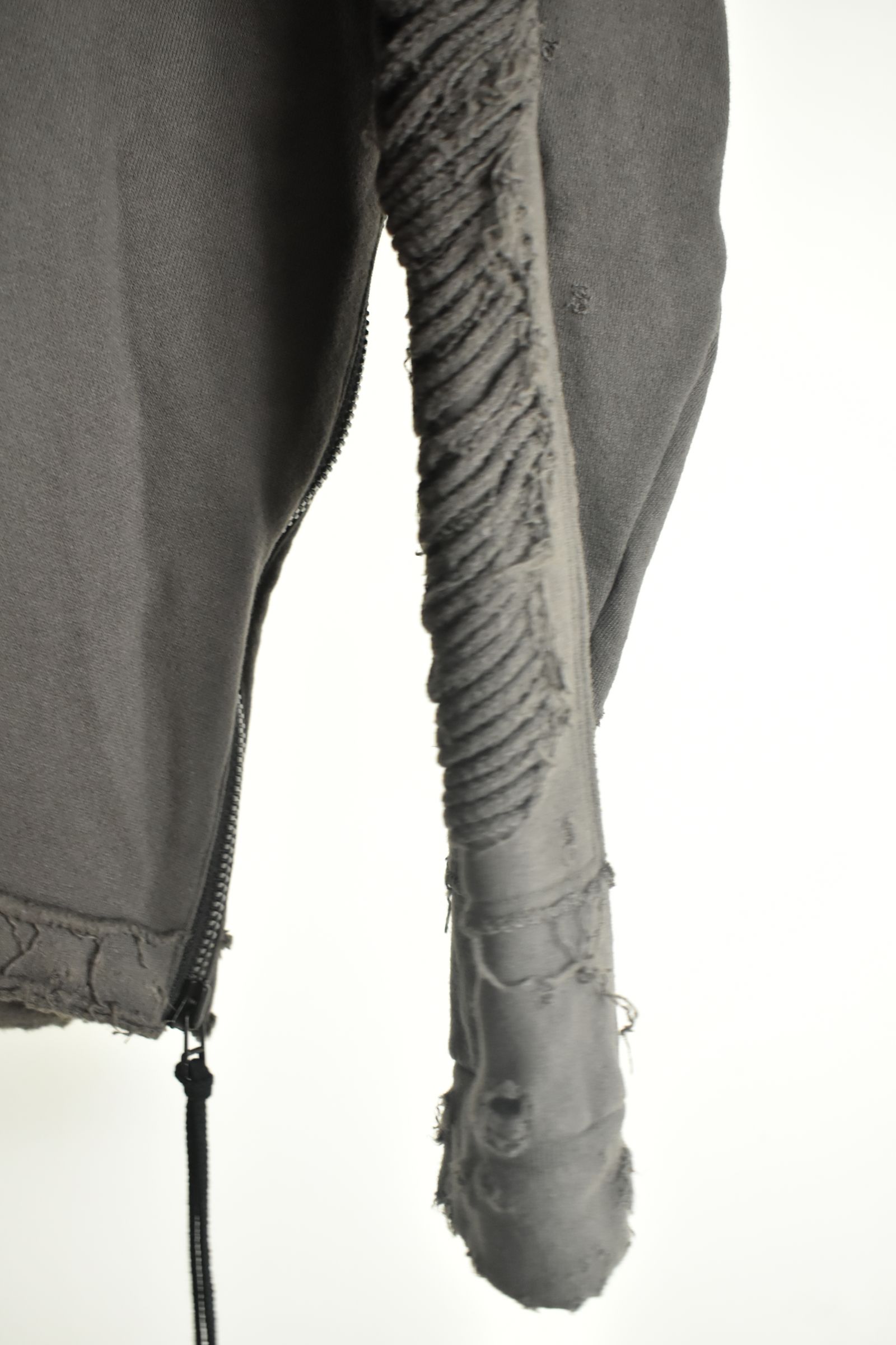Untwisted Yarn Fleece Shotgun Zip-Up Hoodie"Charcoal" / 無撚糸裏毛ショットガンジップアップフーディー"チャコール"