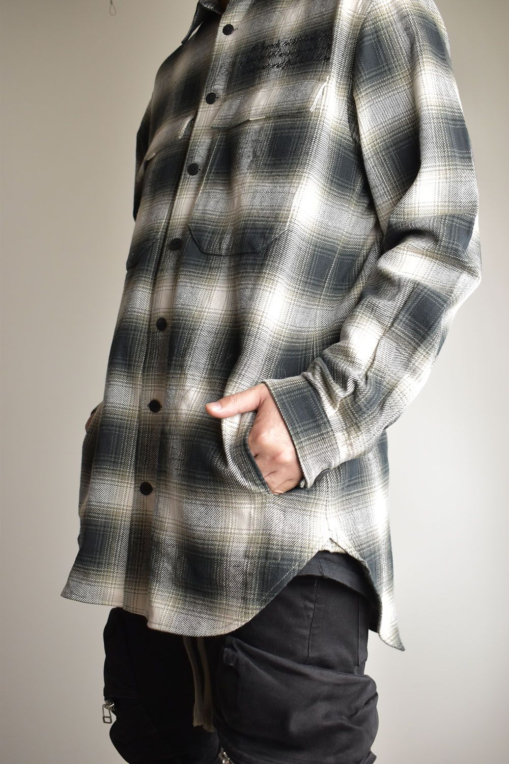 Ombre Check Long Shirts Jacket"White Check" / オンブレチェックロングシャツジャケット"ホワイトチェック"