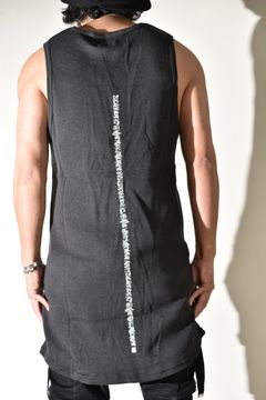 Back Printed Waffle Jersey Long Tank Top"D.Grey" バックプリントワッフルジャージーロングタンクトップ"ダークグレー"