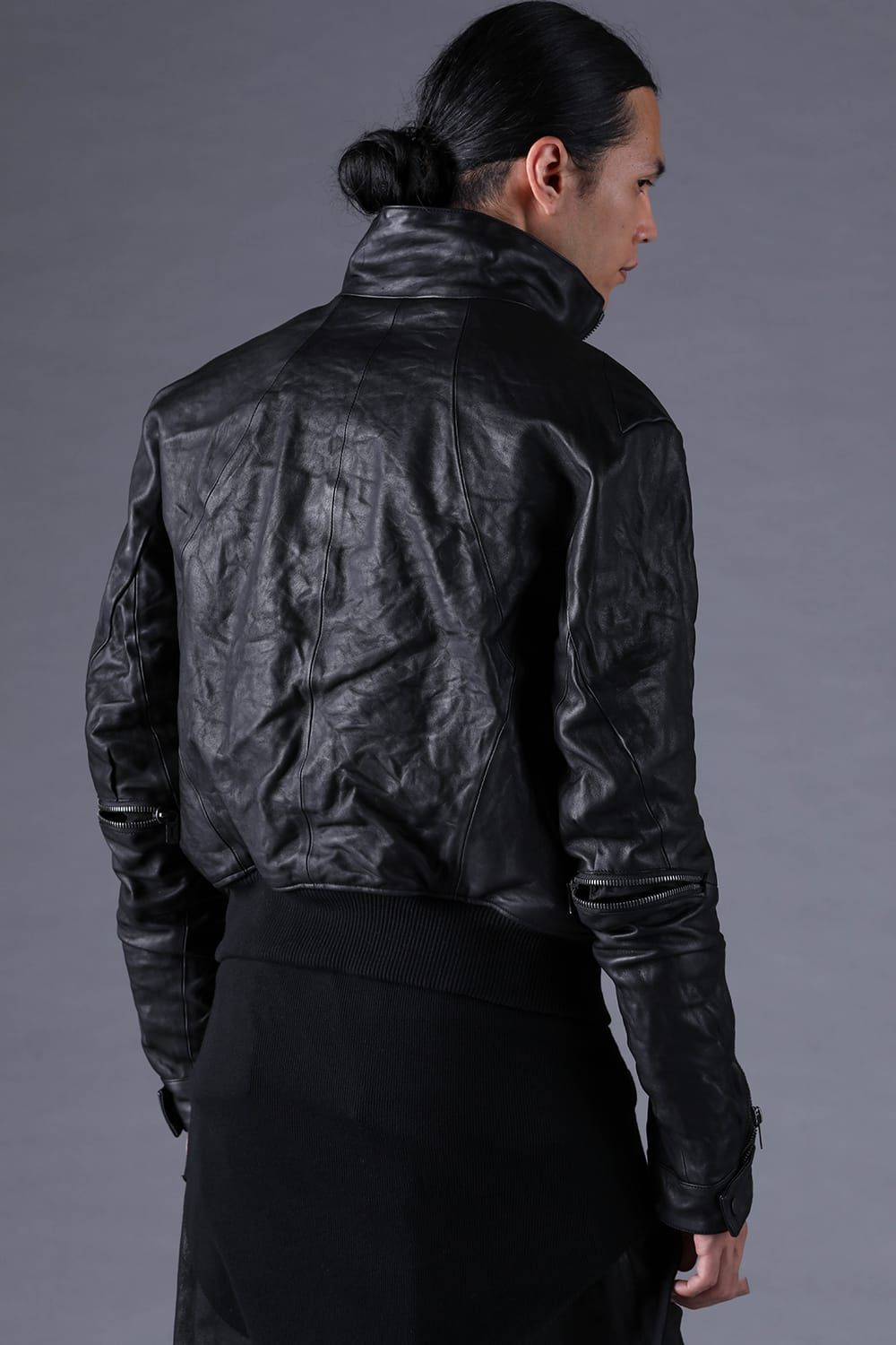 《2027SS先行予約分》Horse Leather Double-Zip Bomber Jacket"Black" / ホースレザーダブルジップボンバージャケット "ブラック"