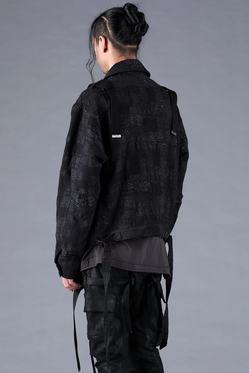 Crust Jacquard Salopette Layered Jacket"Black" / クラストジャガードサロペットレイヤードジャケット"ブラック"