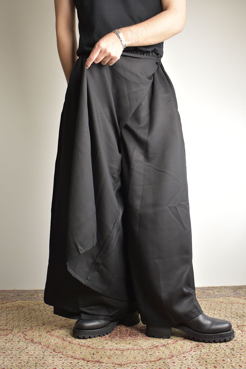 Layerd Slit Hakama Pants"Black" / レイヤードスリット袴パンツ"ブラック"