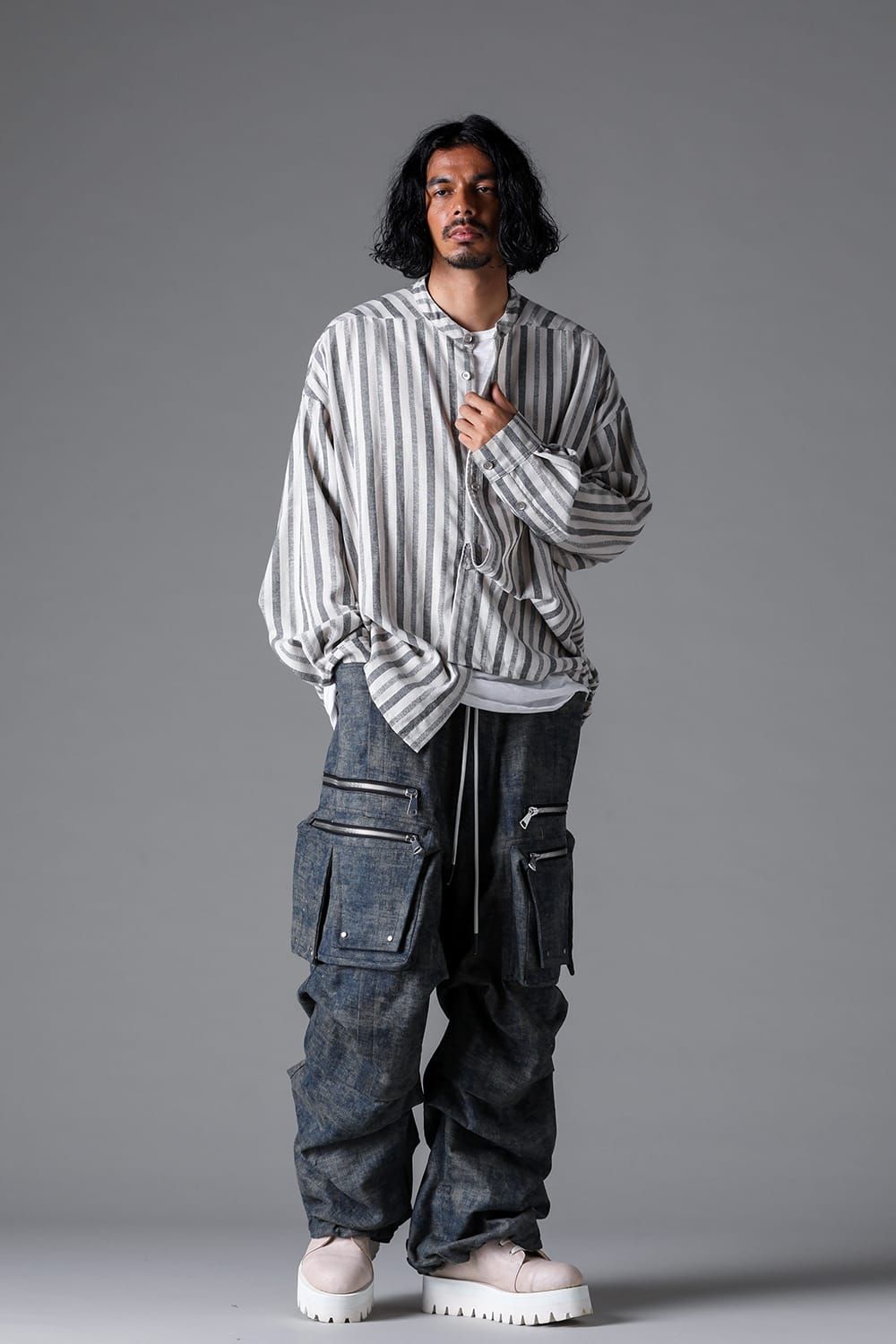 《2026SS先行予約》Blended Shades Denim Cargo Tuck Wide Pants"D.verdigris / L.verdigris /Steel Blue"/ ブレンデッドシェイドデニムカーゴタックワイドパンツ"ダークベルディグリ/ライトベルディグリ/スティールブルー"