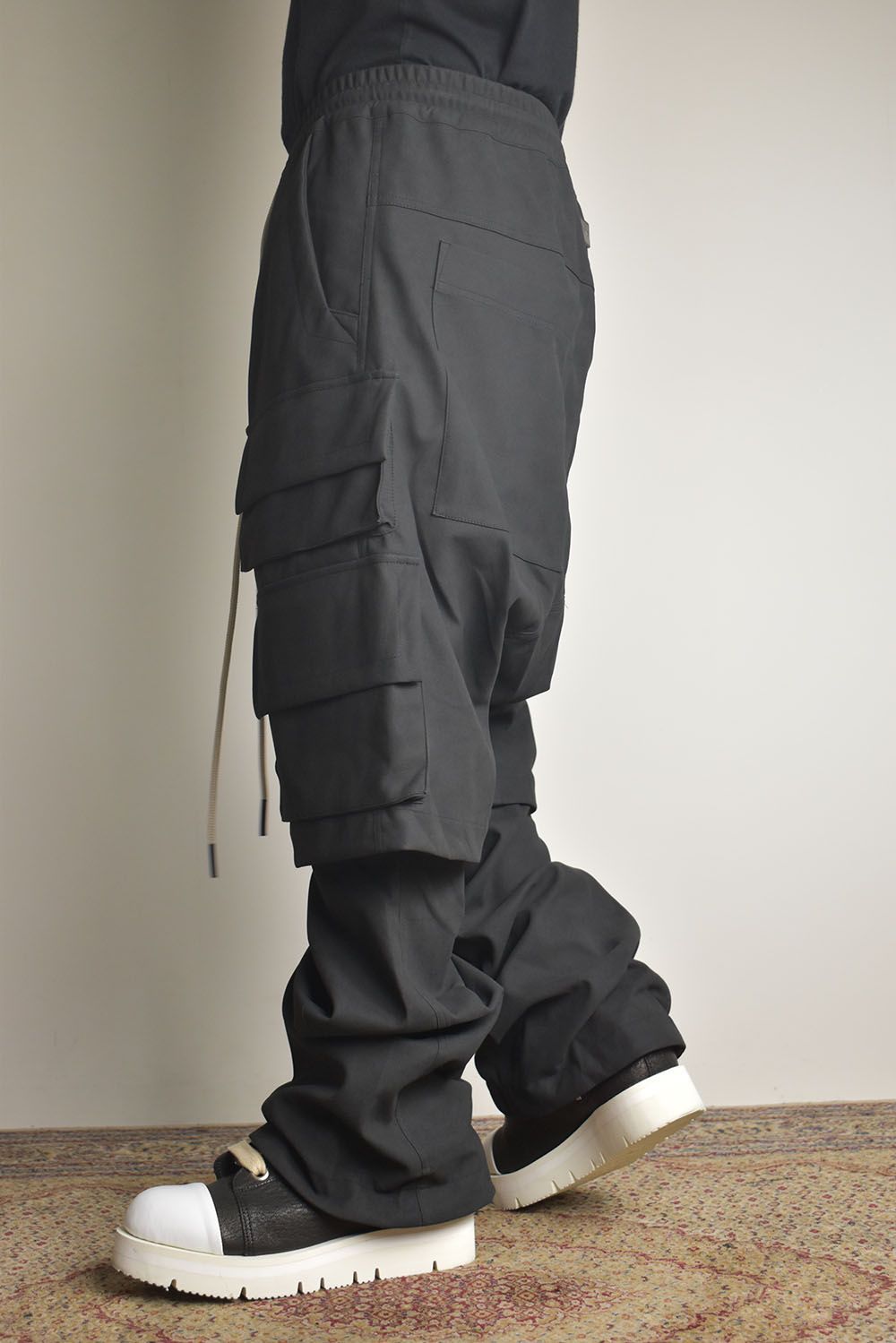 Synthetic Leather Suede Layerd Boots Cut "Black " / シンセティックレザースウェードレイヤードブーツカット "ブラック"