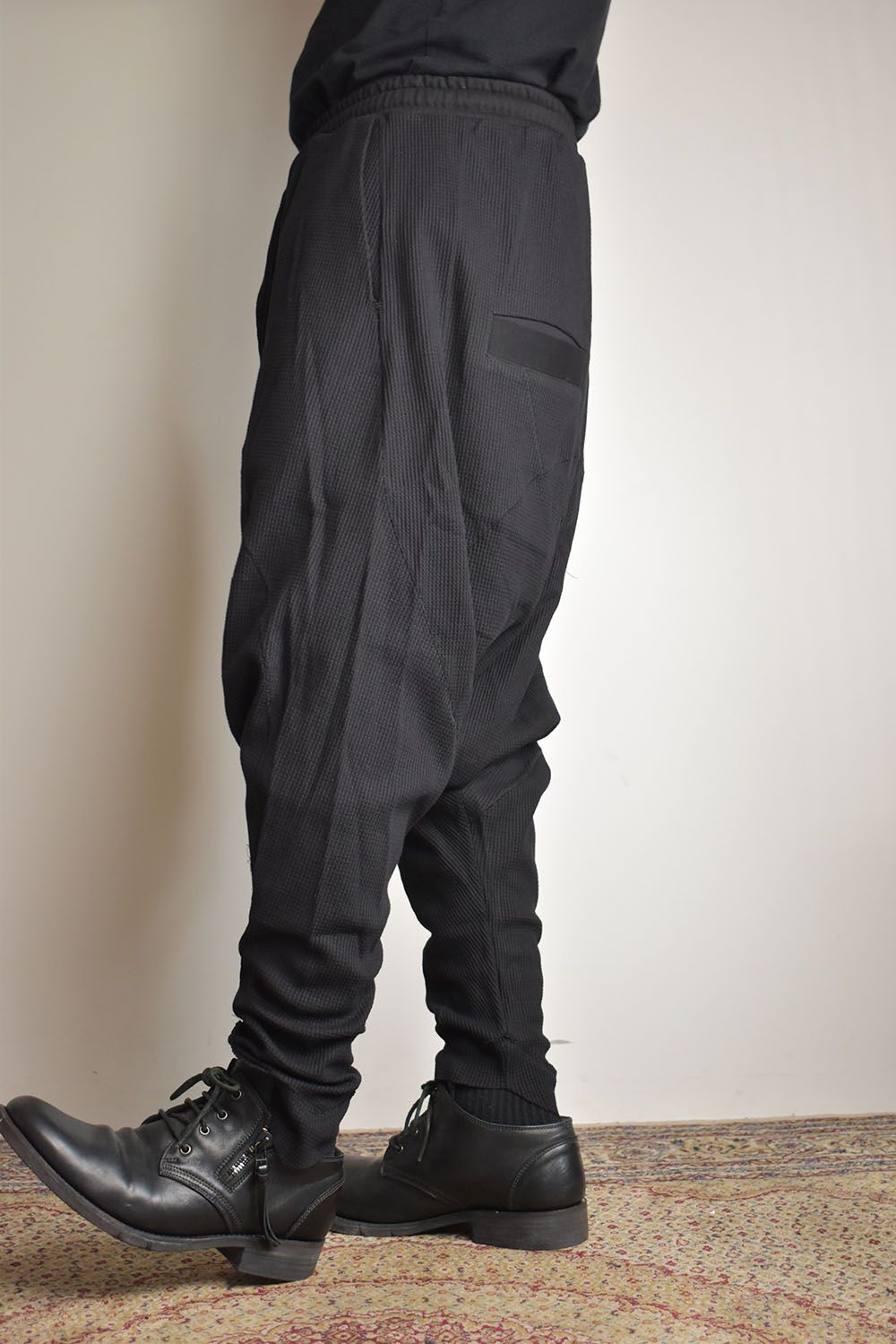 Waffle Sarrouel Pants"Black"/ワッフルサルエルパンツ"ブラック"