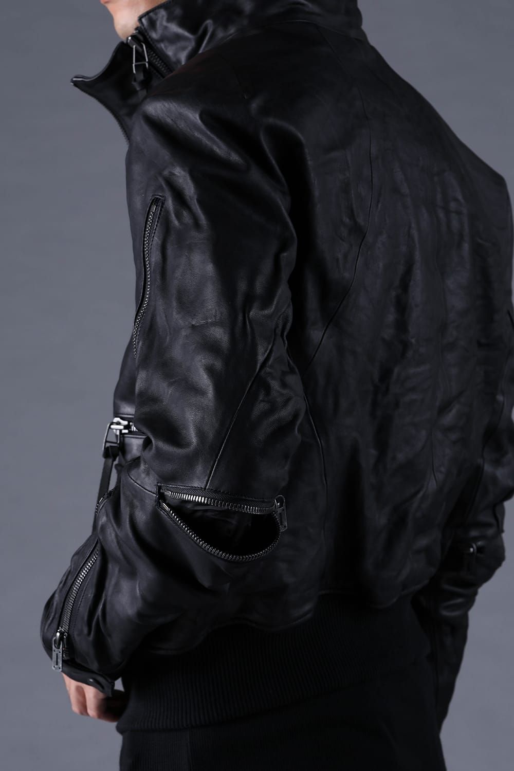 《2027SS先行予約分》Horse Leather Double-Zip Bomber Jacket"Black" / ホースレザーダブルジップボンバージャケット "ブラック"