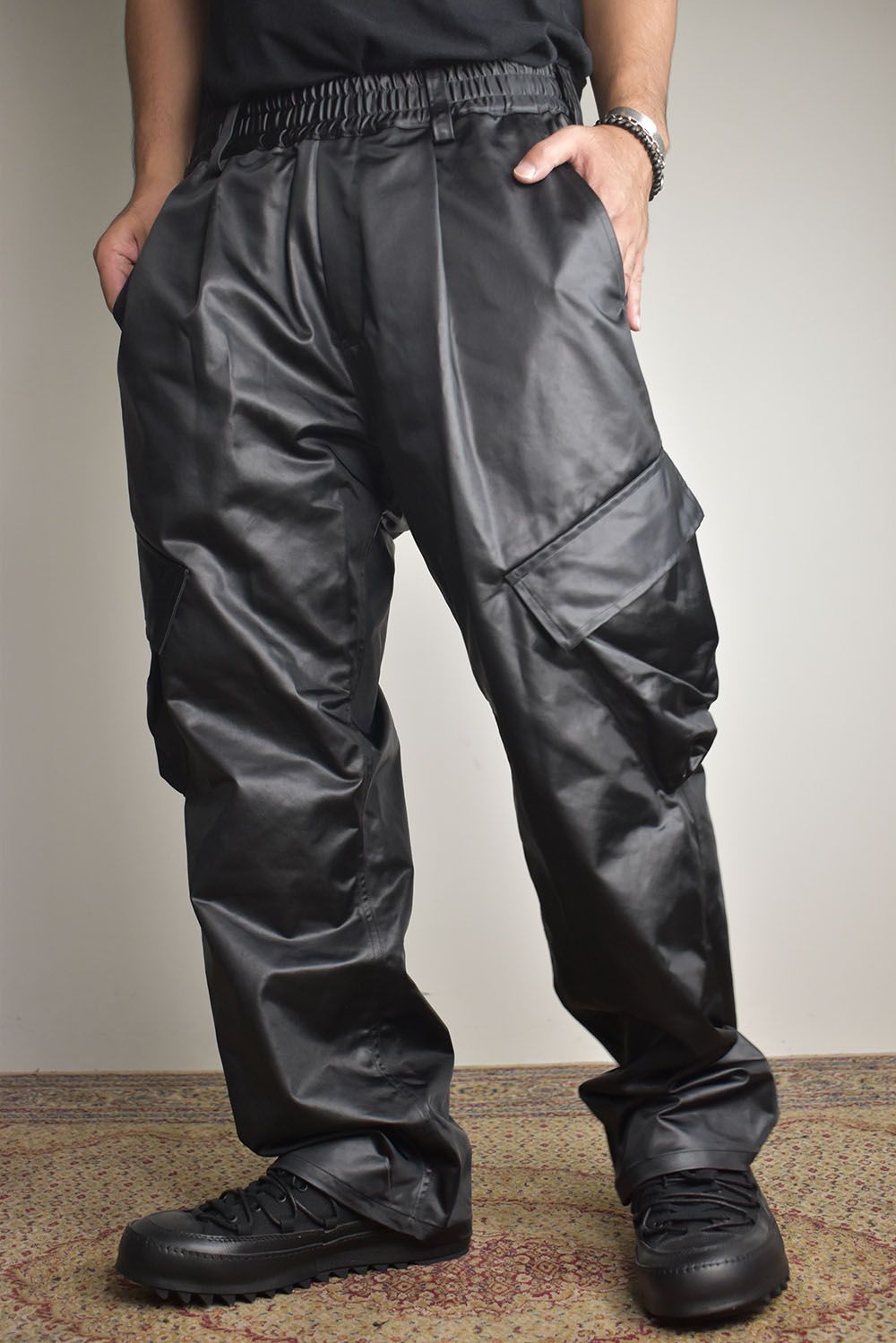 Heavy Satin Cargo Pants"Black" / ヘビーサテンカーゴパンツ"ブラック"