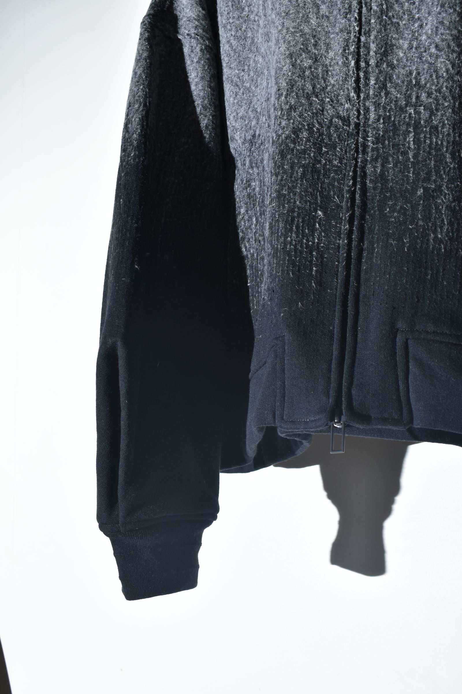Gradient Needle Punch Double Zip Hoodie "Black Based" / グラデーションニードルパンチダブルジップフーディ"ブラックベース"