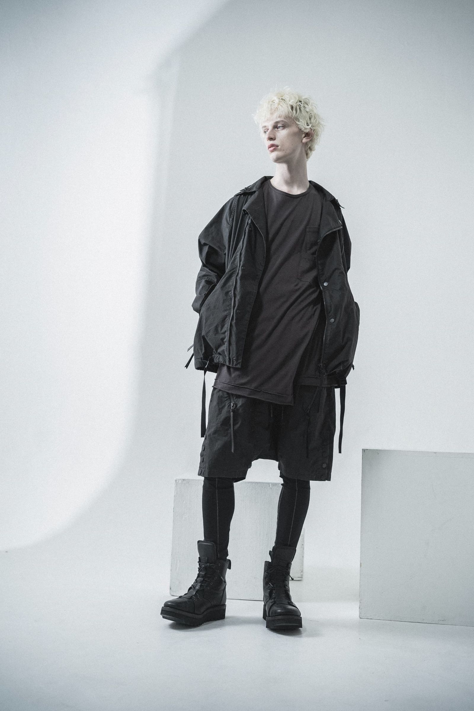 《2027SS先行予約分》Pigment-Coated Rider's Coach Jacket"Black" / 顔料コーティングライダースコーチジャケット"ブラック"