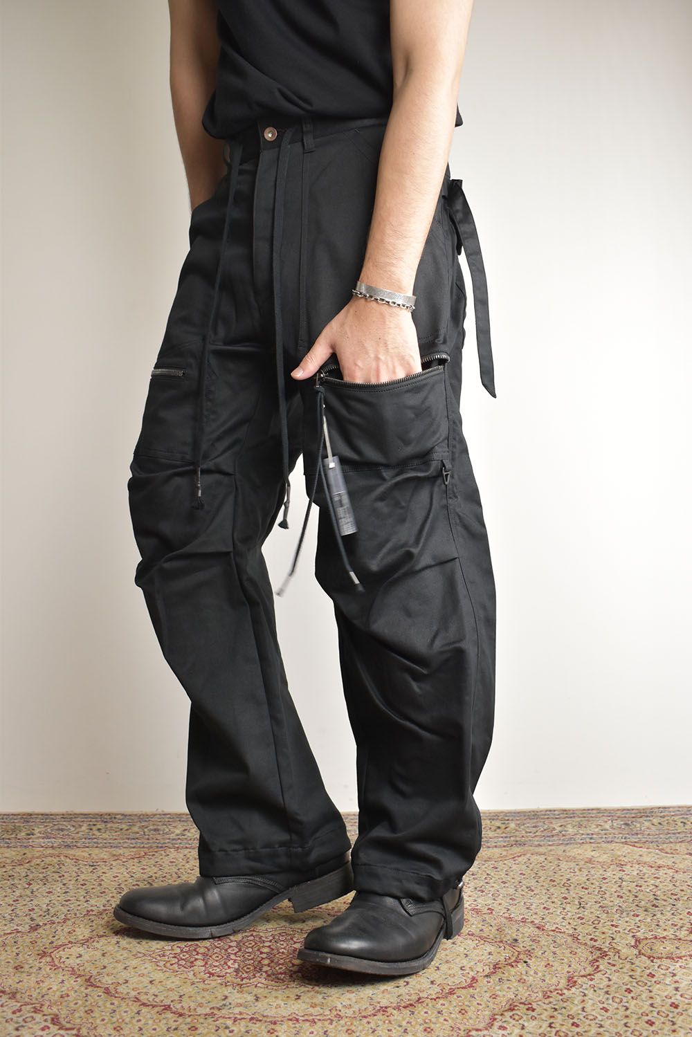 Jersey-like Denim Work Baggy Pants “Black" / ジャージーライクデニムワークバギーパンツ"ブラック"