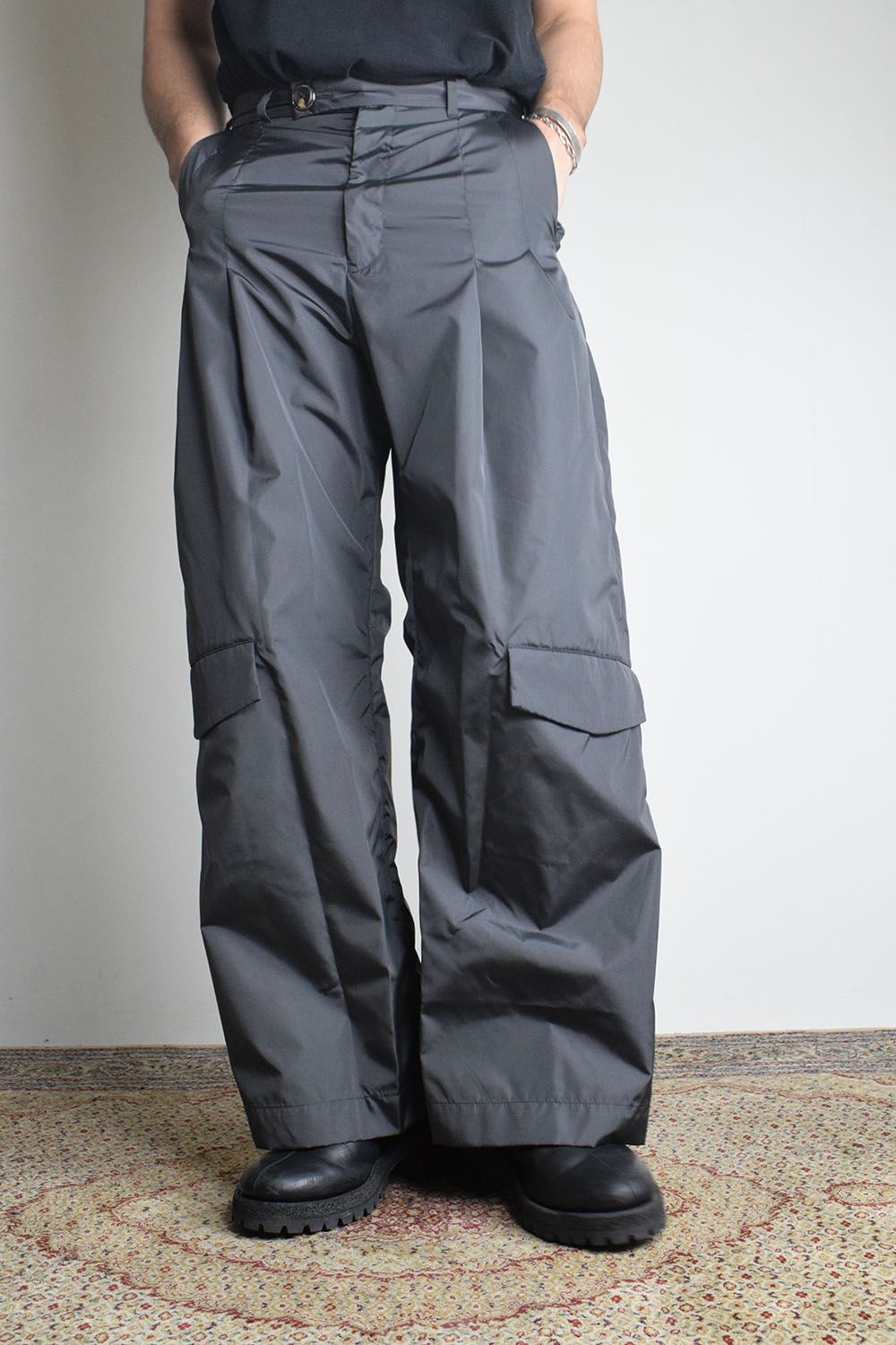 Shingle Flap Baggy Trousers "Charcoal" / シンフラップバギートラウザー"チャコール"