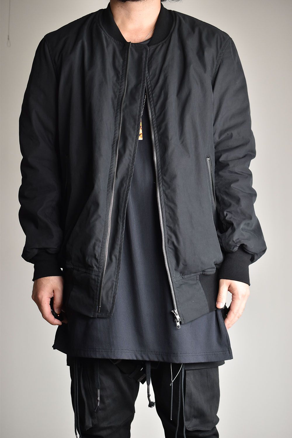 OVERSIZED BOMBER JACKET - WITHOUT PATCHES"Black/Beige"オーバーサイズボンバージャケット