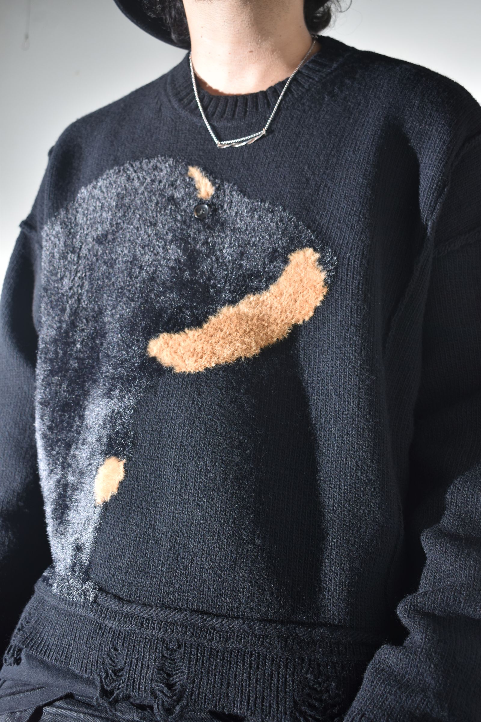 Dog Motif Intarsia Sweater "Black" / ドッグモチーフインターシャセーター"ブラック"