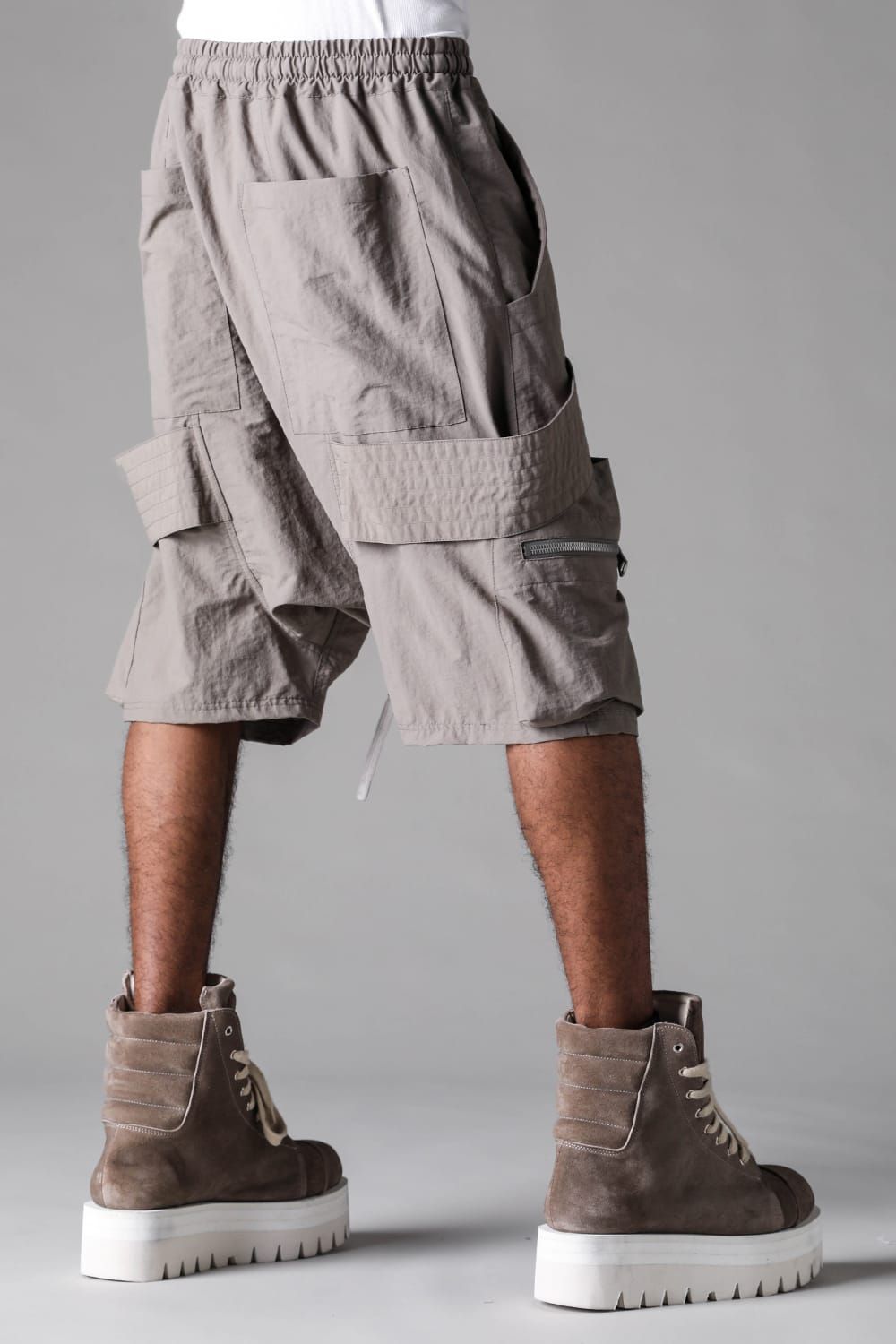 《2027SS先行予約》Rayon Nylon Belt Cargo Sarrouel Shorts"Black / Grey / L.Khaki" /レーヨンナイロンベルトカーゴサルエルショーツ"ブラック/グレー/ライトカーキ"
