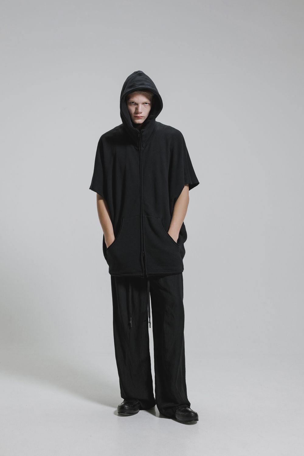 Sweat Oversize Zip Up Hoodie"Black" / スウェットオーバーサイズジップアップパーカ"ブラック"