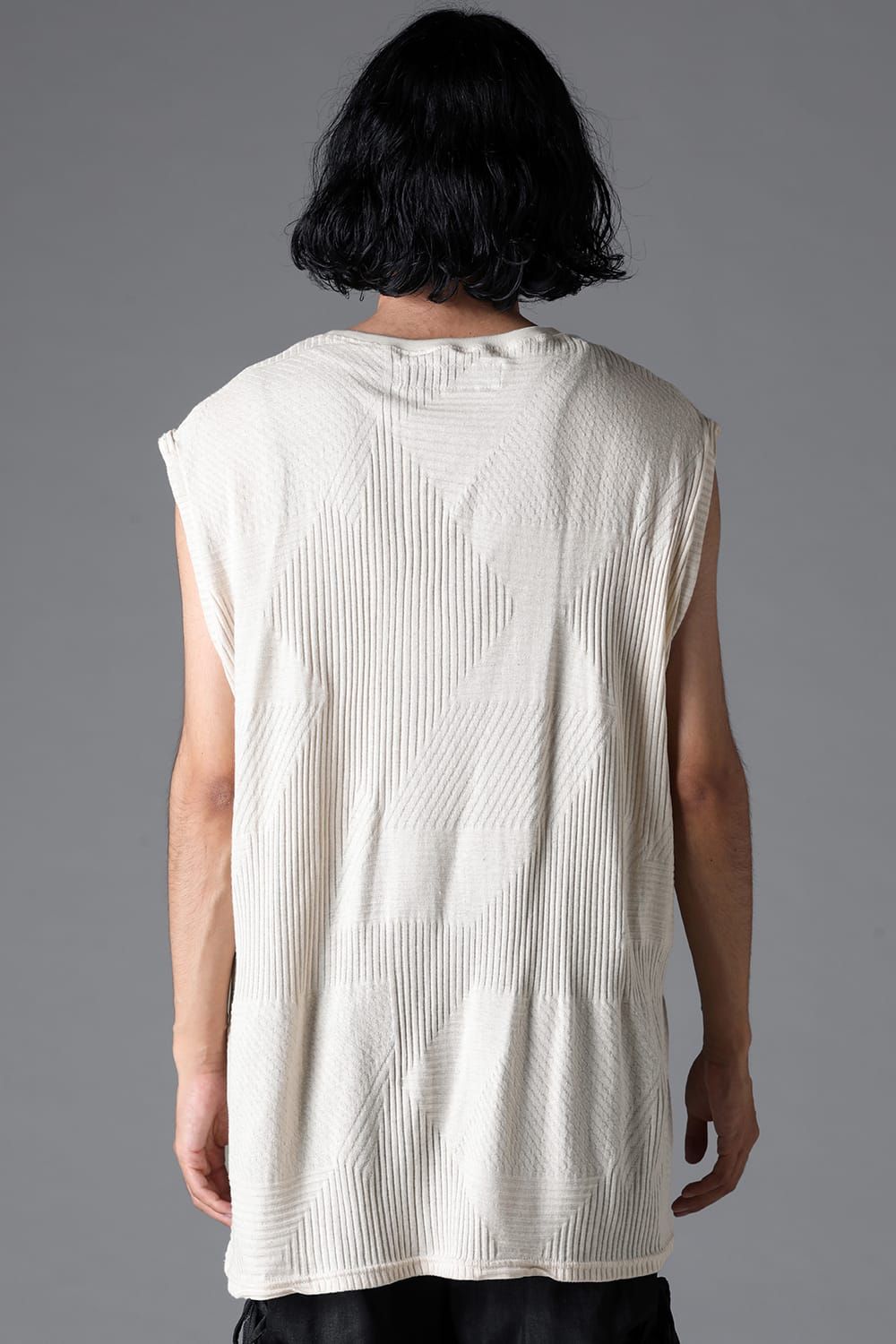 《2026SS先行予約》Deformed Stripe Pattern Tank Top "Black / Cream" /ディフォルメドストライプパターンタンクトップ"ブラック/クリーム"