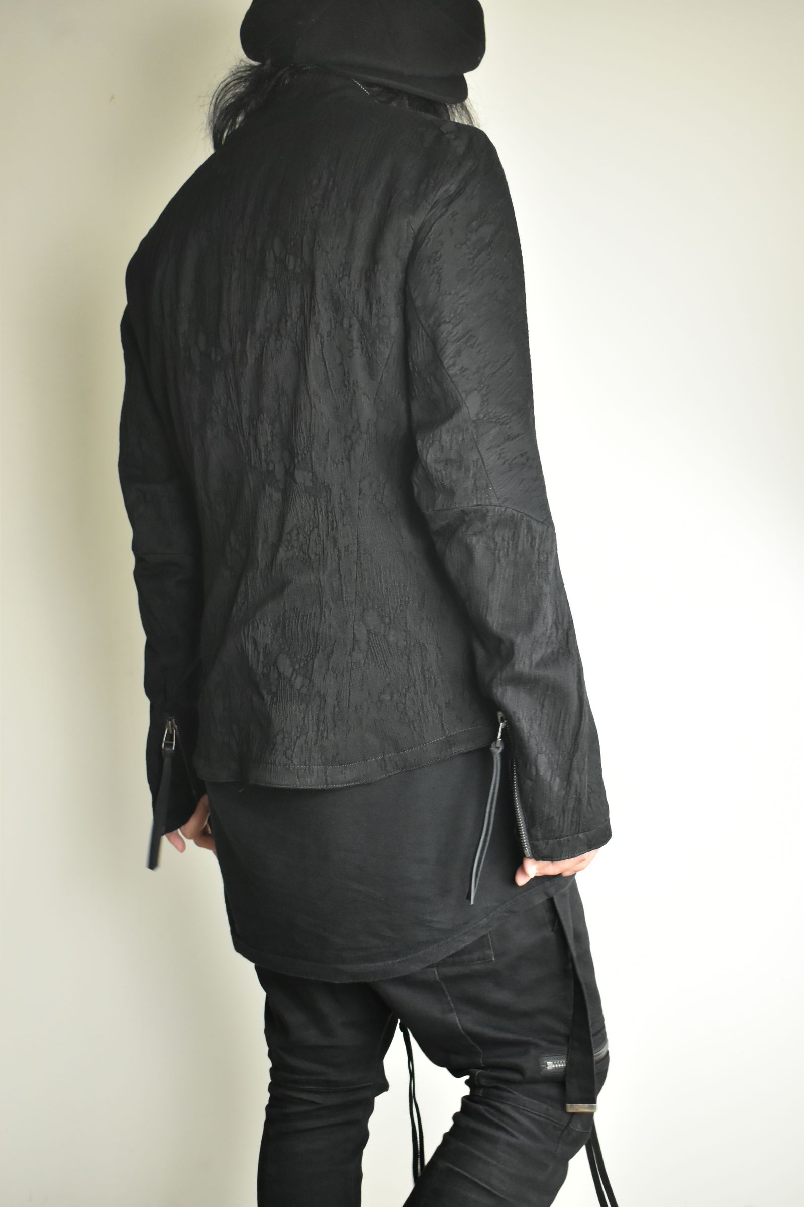 Damage Jacquard Single Rider Jacket"Black" / ダメージジャガードシングルライダースジャケット"ブラック"