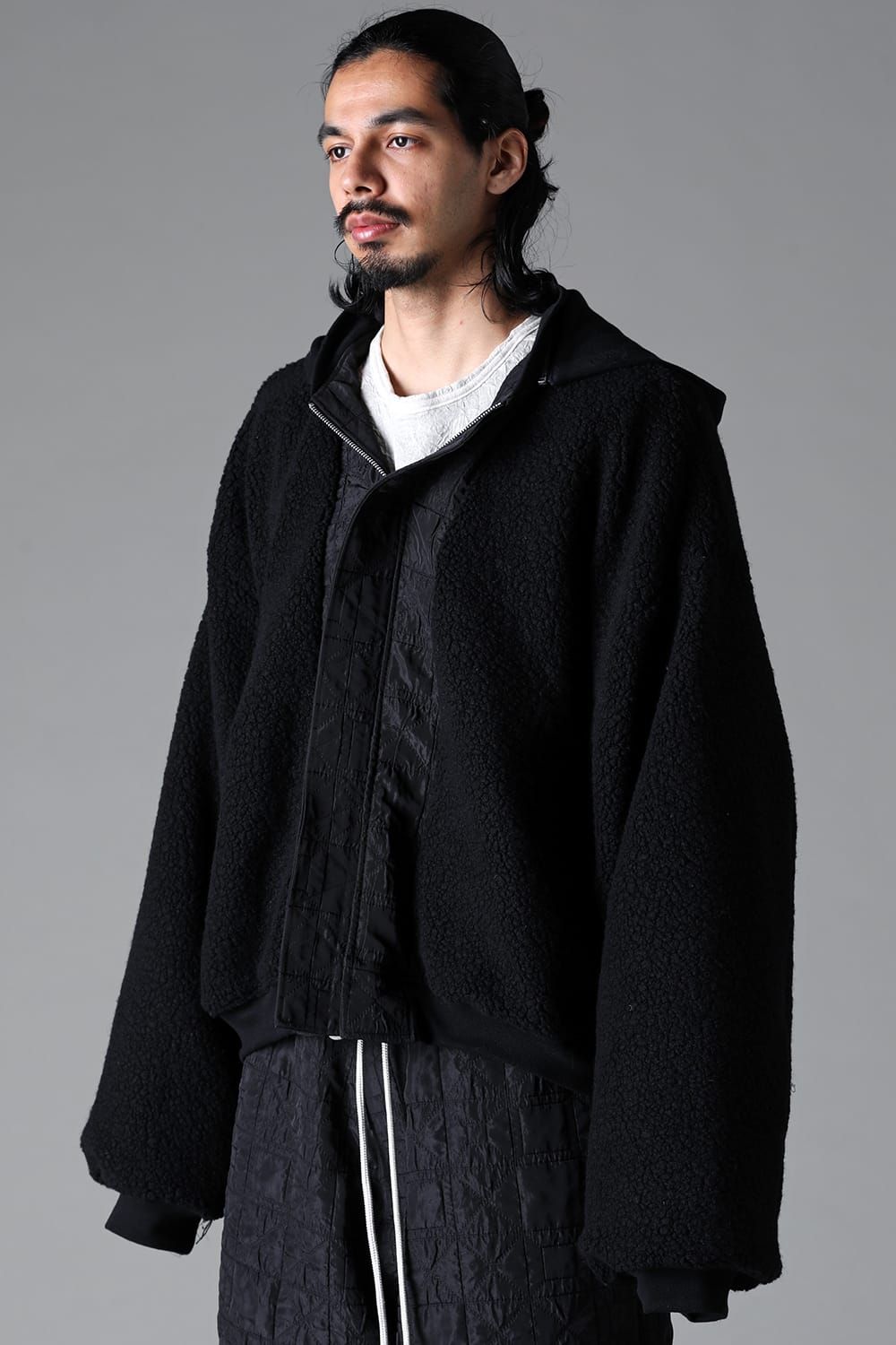 《2025AW先行予約》Geometry Jumbo Hooded MA-1 Blouson"Black" / ジオメトリージャンボフーデッドMA-1ブルゾン"ブラック"