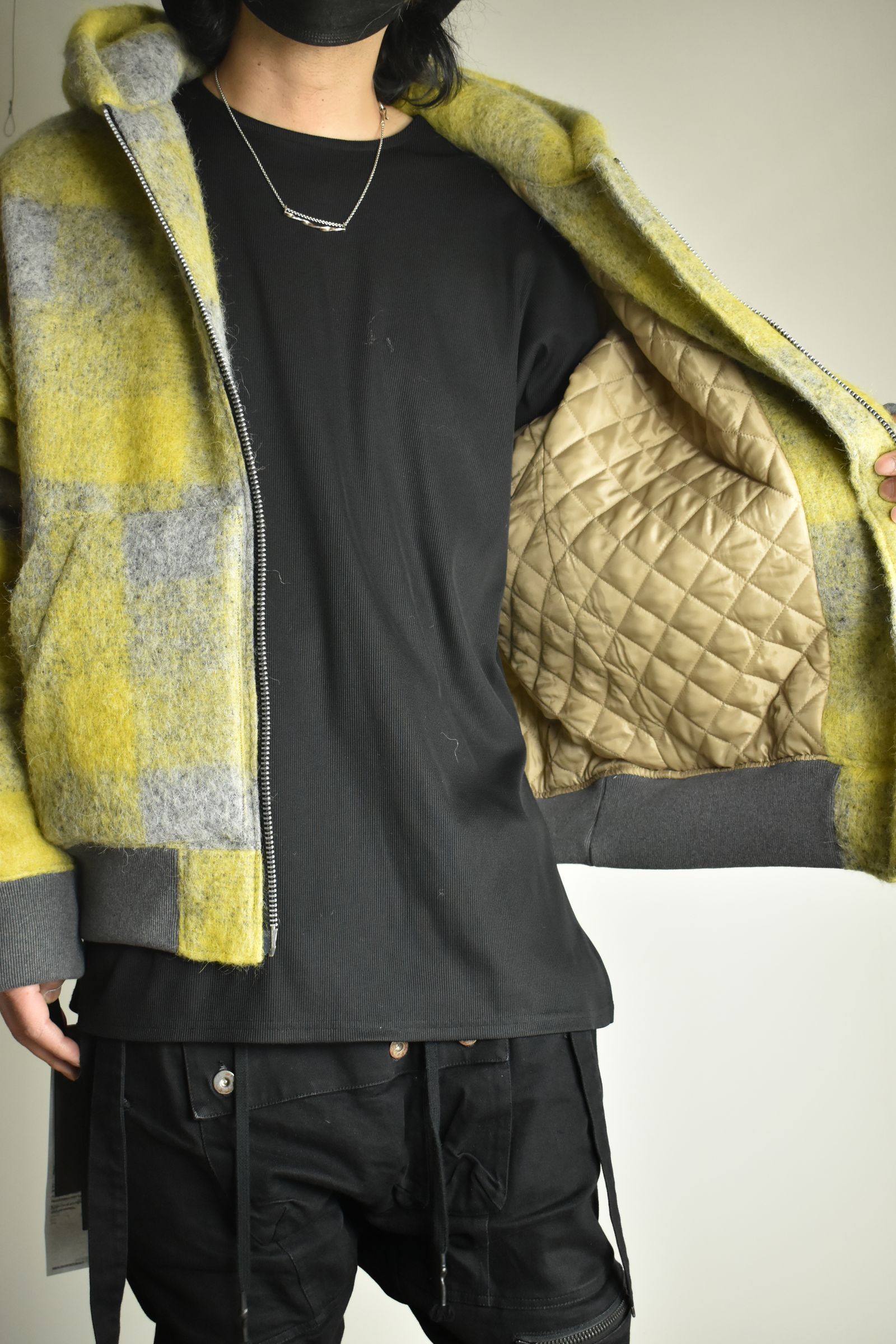 《2026AW先行予約》Plaid Padded Hoodie"Yellow" / プレイドパデッドフーディ"イエロー"