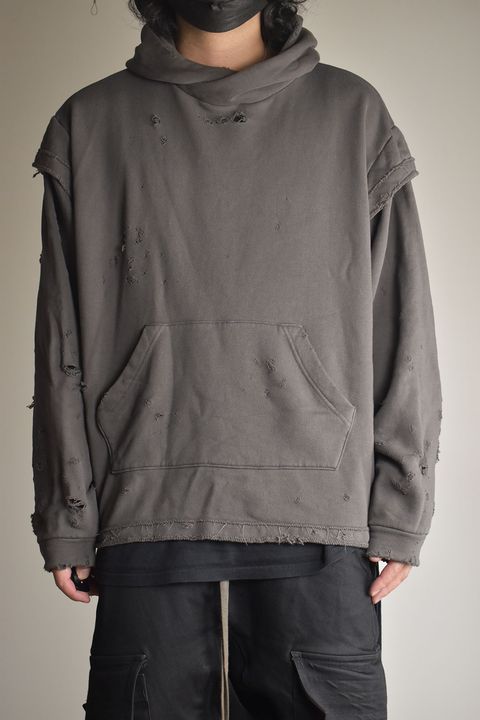 Untwisted Sweat Oversized Pullover Hoodie "Charcoal" / 無撚糸裏毛オーバーサイズプルオーバーフーディー"チャコール"
